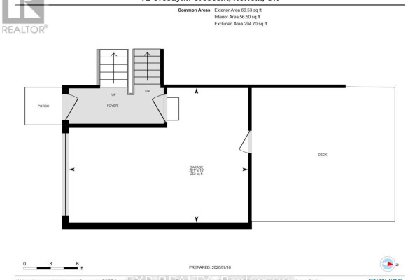 Floor plan with porch, foyer, garage, and deck - 72 Crestlynn Crescent Norfolk