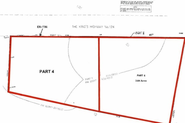 Aerial image capturing forested land with a winding road and lakes. - 7281 Highway 124, Magnetawan