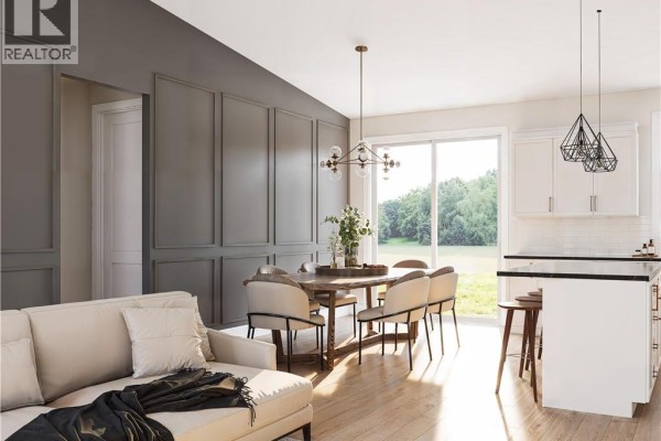 Dining area with a wooden table, upholstered chairs, and a view of the outdoors. - 79 Baron Street, Barachois