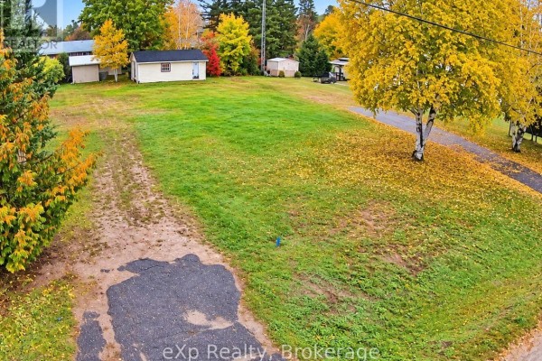 Cleared lot with grass, fallen autumn leaves, and mature trees with yellow foliage. - 8 Cedar Court, South River