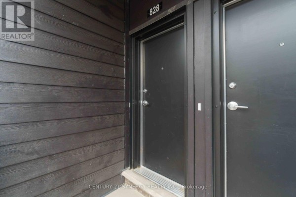 Close-up of the dark wood siding and black front doors at 828 Utopie Private. - 828 Utopie Private, Ottawa