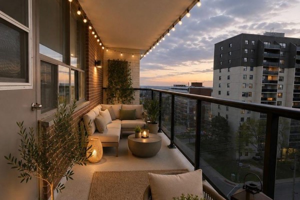 Balcony view overlooking cityscape with nearby buildings and autumn foliage. - 906 - 70 Park Street E, Mississauga