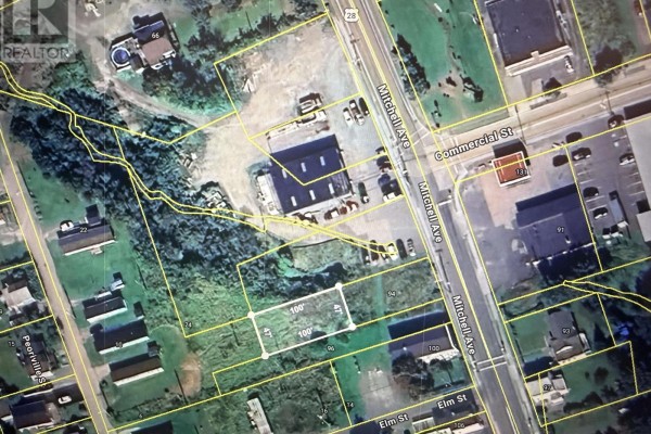 Vacant lot with snow piles and grass, bordered by a residential area and utility poles. - 94 Mitchell Ave Dominion Land, Dominion