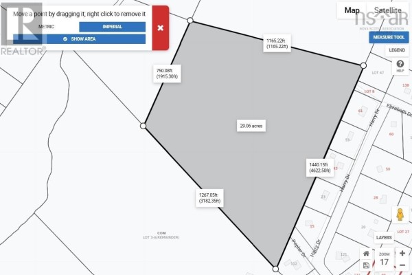 Property map showing highlighted 29.06-acre lot with measurements and adjacent numbered residential lots. - Acreage Portion Of Pid # 55254841, Highbury