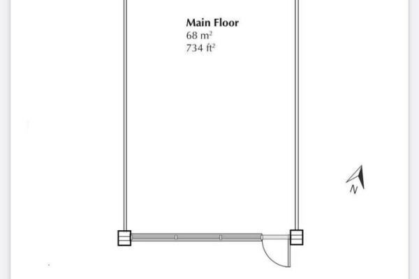 Floor plan of main floor measuring 68 m² (734 ft²) - B2 - 3101 Kennedy Road, Toronto