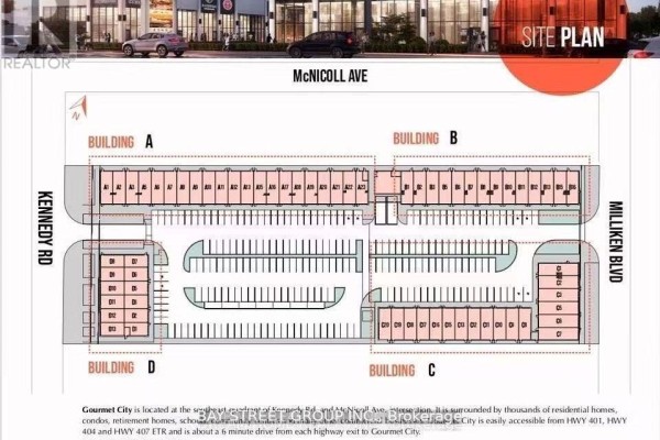 Site plan showing layout of buildings and parking areas - B2 - 3101 Kennedy Road, Toronto