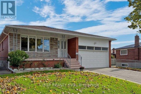 Side exterior view of a detached brick and stone bungalow with a paved driveway. - Basement - 94 Iangrove Terrace, Toronto