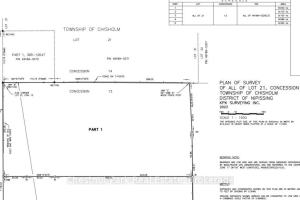 Survey plan showing Lot 21, Concession 13 in the Township of Chisholm, Nipissing District. - Con 13, Pt Lot 21, Part 1 Golf Course Road, Chisholm