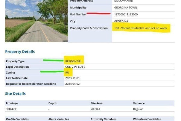 Image shows a road through a rural area with fields and trees on either side. - Con 7 Pt Lot 3- Mccowan Rd, Georgina
