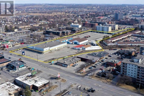 Aerial map view outlining sections of the commercial property with lettered zones. - #d1 - 1279 Simcoe Street N, Oshawa