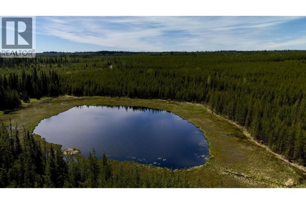 Wide aerial shot of a tranquil dark blue lake nestled within a vast evergreen forest. - Dl 11479 Spout Lake Road, Lac La Hache