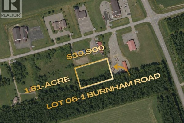 Aerial map shows property boundaries and surrounding buildings in Florenceville Bristol. - Lot 06-1 Burnham Road, Florenceville Bristol