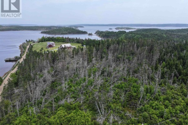 Aerial view of water body with trees along the shoreline and nearby road. - Lot 1 Mackinley Point Road, Spanish Ship Bay