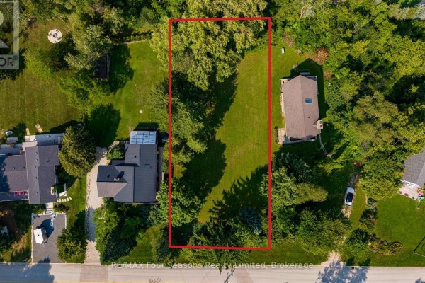 Overhead view of a rectangular lot with grass and trees, bordered by houses. - Lot 11 Craigleith Road, Blue Mountains
