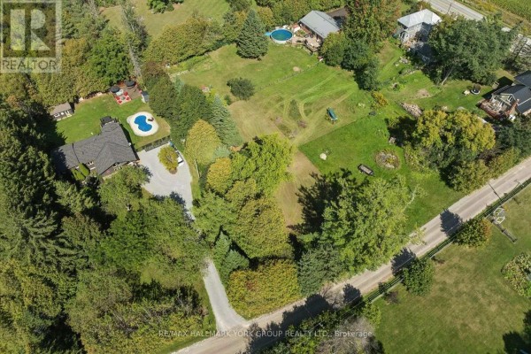 Aerial view of a street lined with houses and mature trees. - Lot 21 Part 1 Polva Promenade, Georgina
