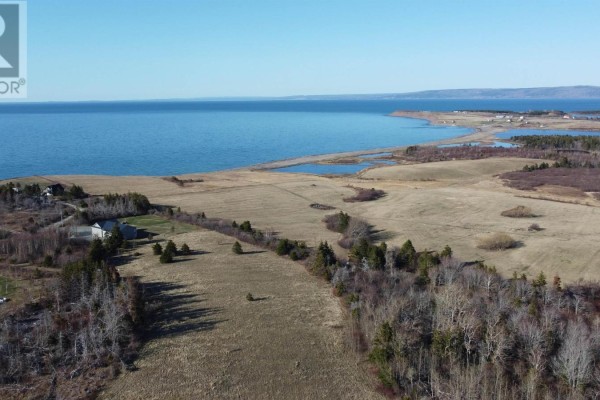 Aerial view of snow-covered land with scattered trees and frozen ocean in the distance - Lot 24 Cape Jack Road, Cape Jack