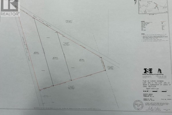 Survey plan showing boundaries and dimensions of Lot 25-1 Mill Road - Lot 25-1 Mill Road, Degros Marsh