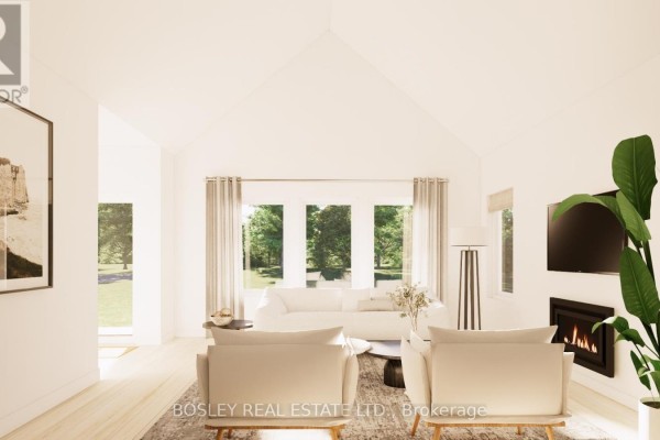 Bright living room with large windows, a fireplace, and minimalist decor. - Lot 29 Street A, Port Hope