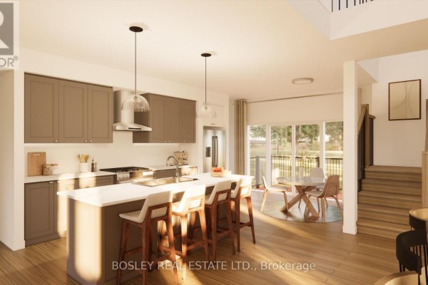 Bright kitchen with island seating, large windows, and access to outdoor space - Lot 30 Street A, Port Hope