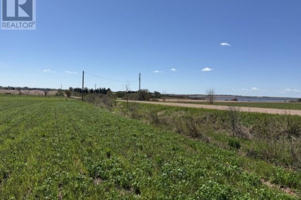 Expansive agricultural land with snow-covered areas and a line of trees in the background - Lot 4 Baseline Rd, Malpeque