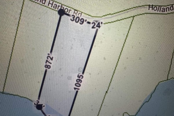 Map overlay showing lot boundaries, dimensions, and proximity to Holland Harbour Road and the water. - Lot 4 Holland Harbour Road, Holland Harbour Road, Holland Harbour