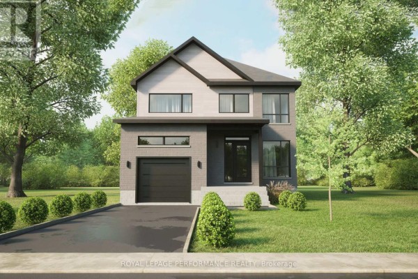 Front view of a modern two-story house with a black garage door and entryway. - Lot 5 Juniper Street, The Nation