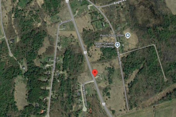 Aerial map view showing the property's location on County Road 25. - Lot 55, 56 &57 County Rd 25, Trent Hills