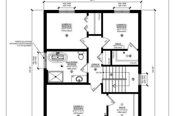 Second floor plan layout showing three bedrooms, a bathroom with a freestanding tub, and a linen closet. - Lot 7 Juniper Street, The Nation
