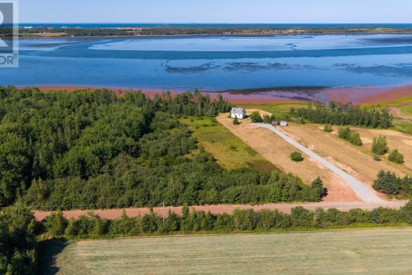 Aerial view of a red sand shoreline, green marsh grass, and a line of trees. - Lot 86-4 Fox Harbour South Road, North Wallace