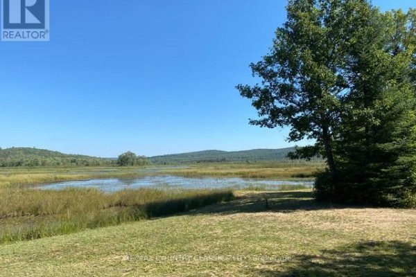 Expansive view of a marshy wetland area with trees and hills under a blue sky. - Lot 9 Lower Craigmont Road, Madawaska Valley