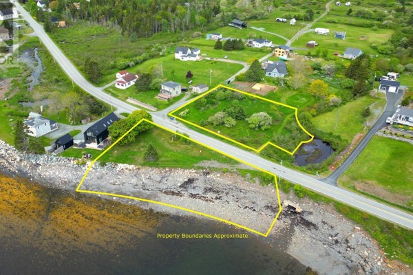 Aerial view of the shoreline with houses and a winding road. - Lot B-1 B2 B-3 Parcel 25-1 Highway 331, Dublin Shore