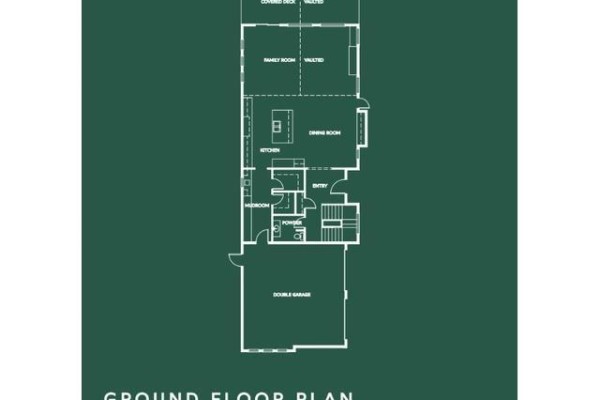 Ground floor plan showing a double garage, entry, kitchen, dining room, and family room. - Lot B Royal Street, Langley