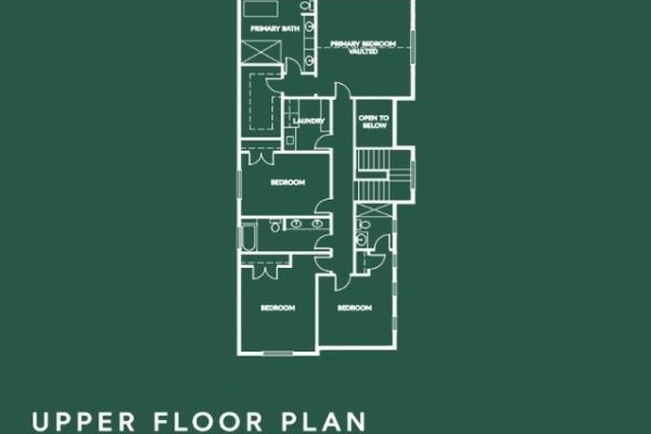 Upper floor plan with four bedrooms, laundry room, and primary bath. - Lot B Royal Street, Langley