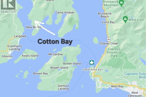 A wooden sign with a map of Gambier Island and text. - Lot G Cotton Bay Road, Gambier Island
