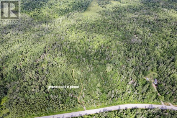 Aerial view of rectangular lot boundaries along Highway 10, surrounded by dense forest - Lot Highway 10, Alpena