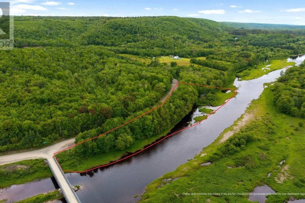 Overhead shot of riverbank with dense foliage and a road running alongside the water. - Lot Lead Mines Road, Glenelg