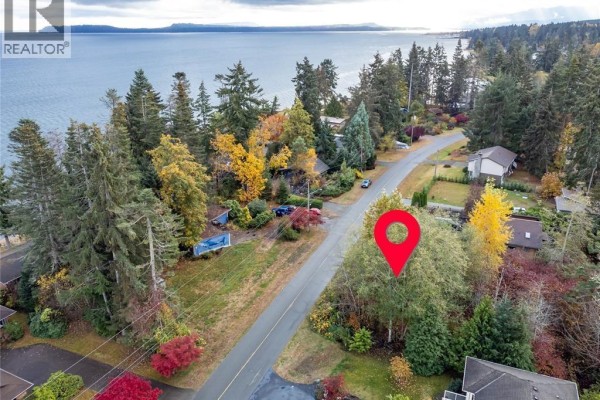 Another aerial view highlighting the property location with a red marker and surrounding streets. - Lot N Kilmarnock Dr, Courtenay