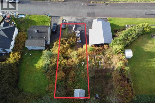 Aerial perspective showing outlined lots with dense foliage and nearby structures. - Lots 5 & 6 E 8th Avenue, Prince Rupert