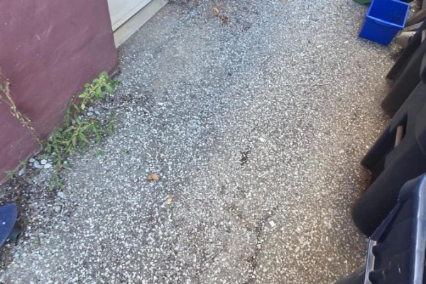 Gravel driveway next to a red brick house with garbage bins visible. - Lower Level - 15 North Bonnington Avenue, Toronto