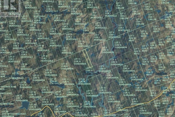 Map overlay showing lot boundaries and names like Holland Lake and Dungannon. - Lt 11 Con 16 Holland Lake Road, Bancroft
