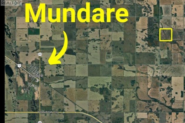 Satellite map showing the town of Mundare with an arrow pointing to the general location of the property. - Mundare 160 Acres, Rural Minburn No  27, County Of