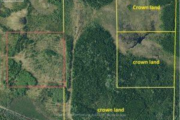 Aerial view of property lines, with adjacent areas labelled as crown land. - Ne Part Of S Lot 1 Con 6 N/a, Timmins