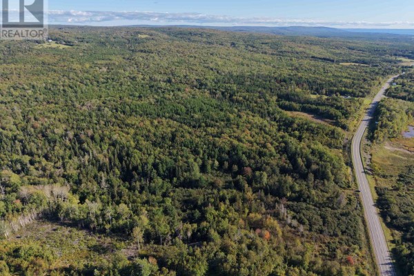 Overhead view of a paved highway passing through a vast, tree-covered rural landscape. - No 19 Highway, Judique North