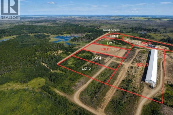 Aerial view of industrial lots, showing several subdivided parcels, including Lot 1 and Lot 2, with buildings. - Northgate Industrial Lot 5, Buckland Rm No  491