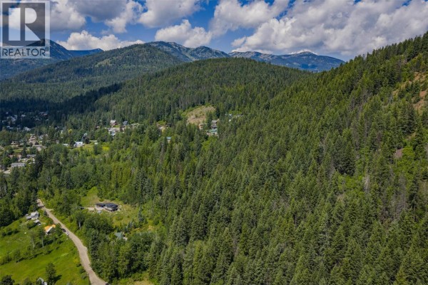Aerial view of a Canadian town with residential homes and a church with a steeple. - Parcel A Columbia-kootenay Road, Rossland