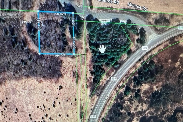 Aerial map showing property lines, dimensions, and surrounding roads and wooded areas. - Pcl 24715, 25177, 15935 Munro Road, West Nipissing