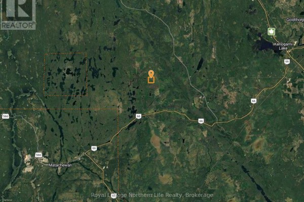 Aerial view of the Kirkland Lake area showing Pcl 399 Holmes Unorganized property parcel and surrounding rural landscape. - Pcl 399 Holmes Unorganized, Kirkland Lake