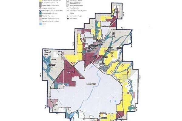 Zoning map of Corman Park Rural Municipality including Saskatoon and surrounding towns. - Ramsahoi Land ....18.16 Acres, Corman Park Rm No  344