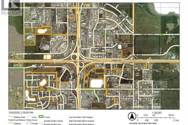 Survey map showing lot lines, acreage, and road allowances for a section of land. - Se-13-72-6-w6 -, Clairmont