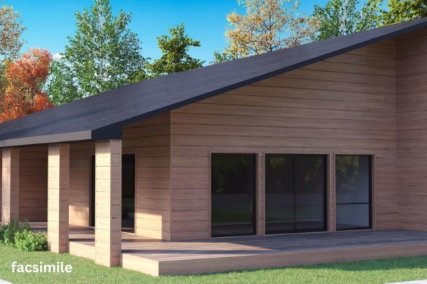 Side exterior of the house showing a covered porch with wooden columns and large windows. - Unit 2 Avon Spirit Lane, Avondale